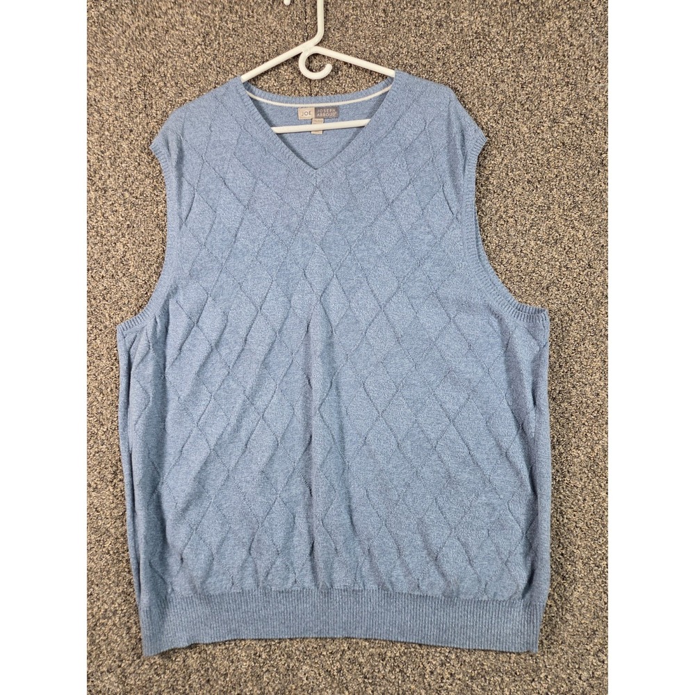 Joseph Abboud Mens Sweater Vest XXL Blue Argyle Diamond Knit‎ Cotton V Neck